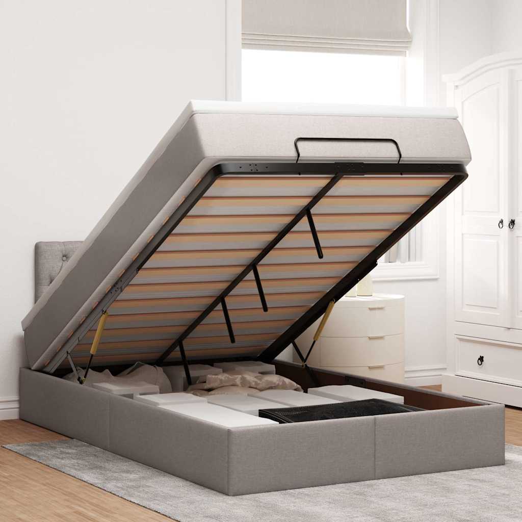 Cama otomana com colchão & leds 120x190cm cinza-acastanhado