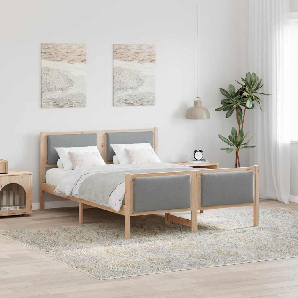 Estrutura da cama cinzento-claro 140 x 190 cm tecido