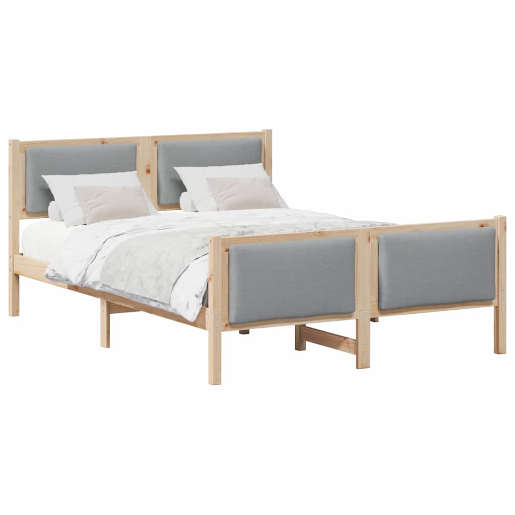 Estrutura da cama cinzento-claro 140 x 190 cm tecido