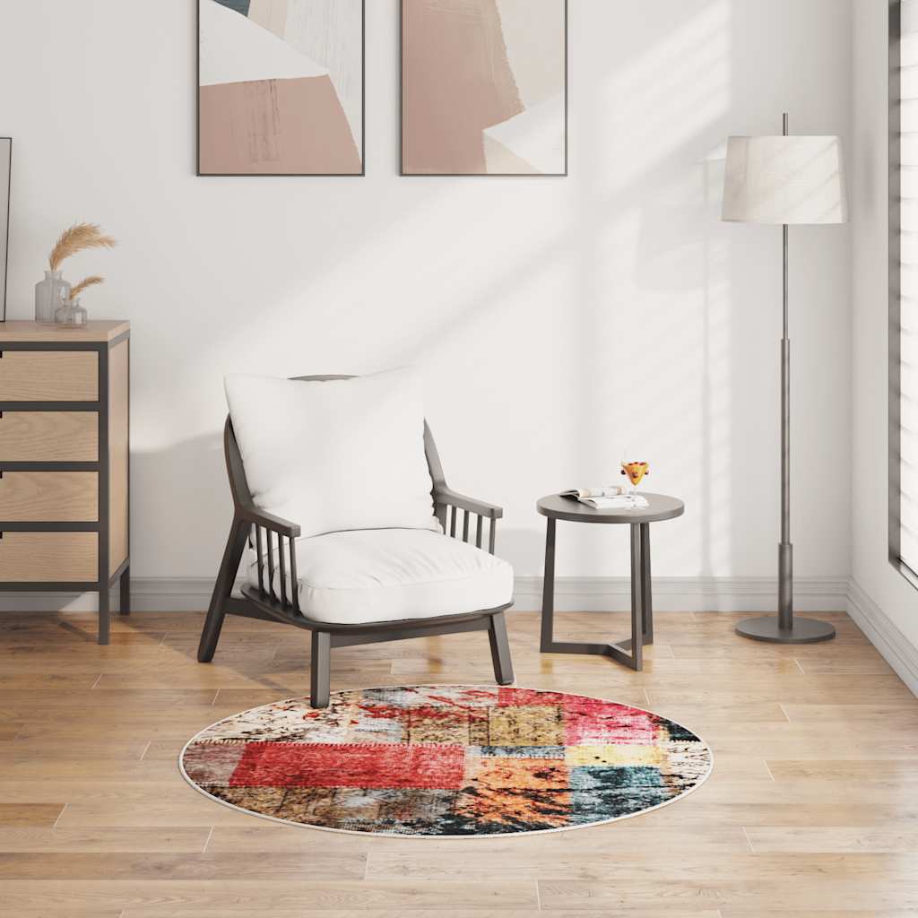 Tapete lavável φ120 cm patchwork multicor