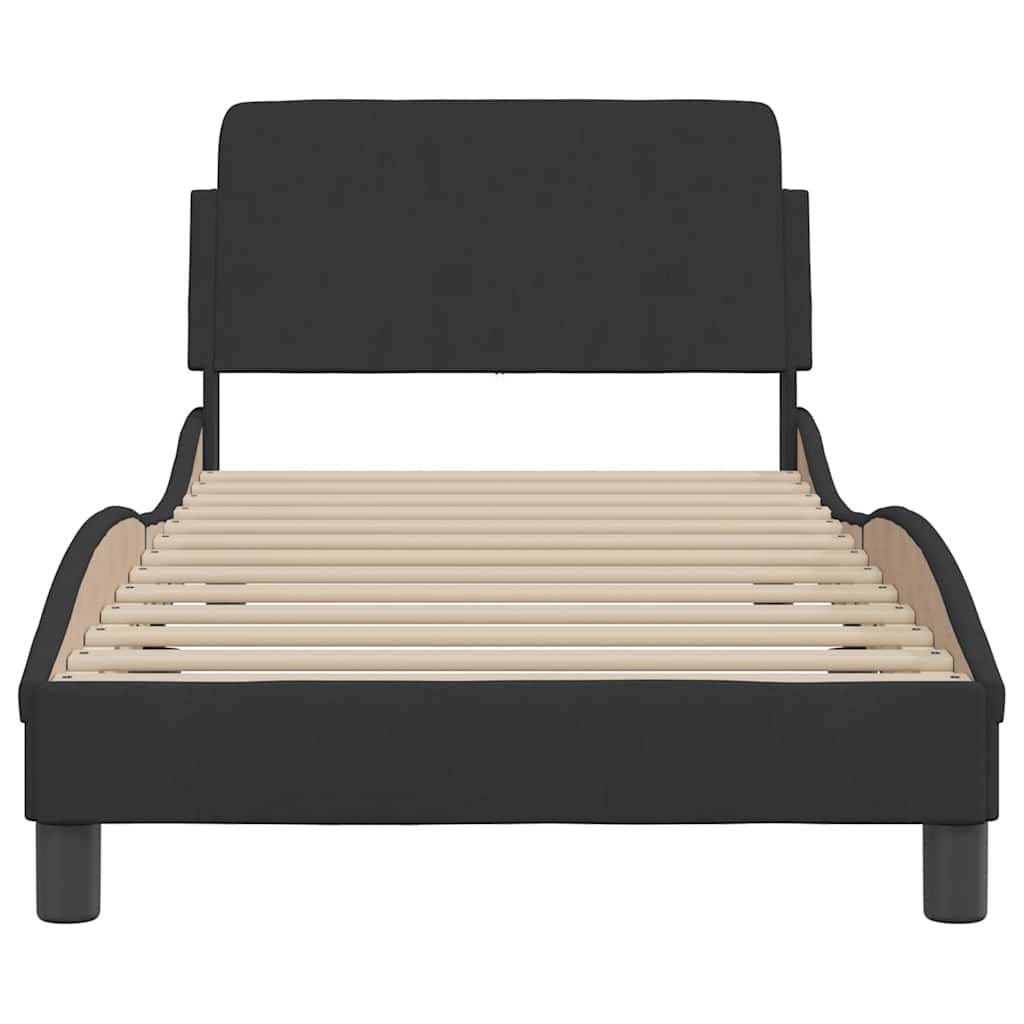 Estrutura de cama com cabeceira dover veludo 90x200 cm preto