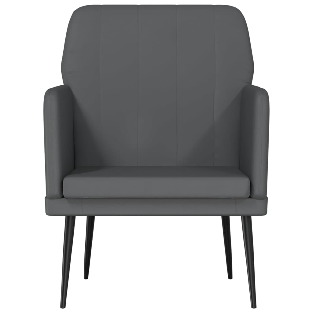 Cadeira c/ apoio de braços 61x78x80cm couro artificial cinzento