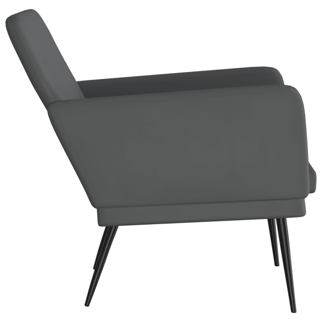 Cadeira c/ apoio de braços 61x78x80cm couro artificial cinzento