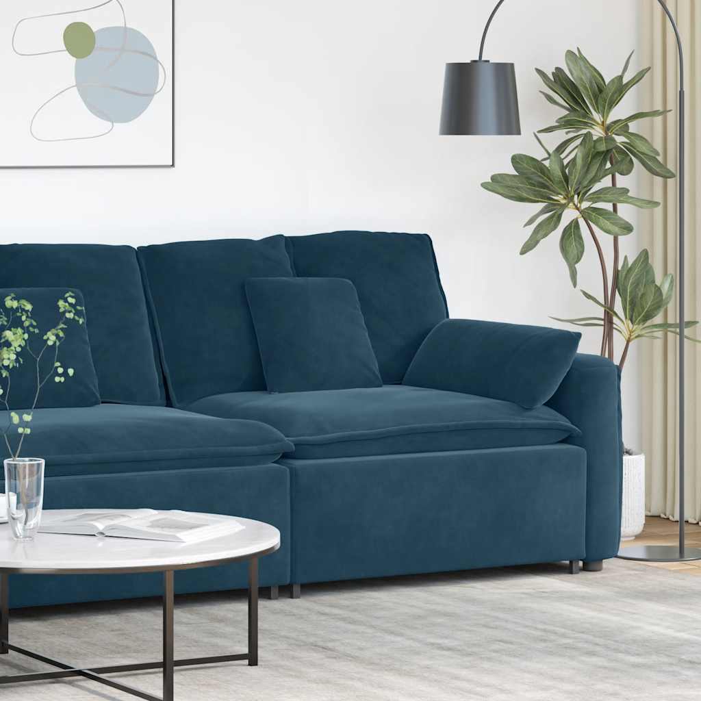 Módulo de extremidade de apoio de braço para sofá modular com almofadas, azul, 100 cm