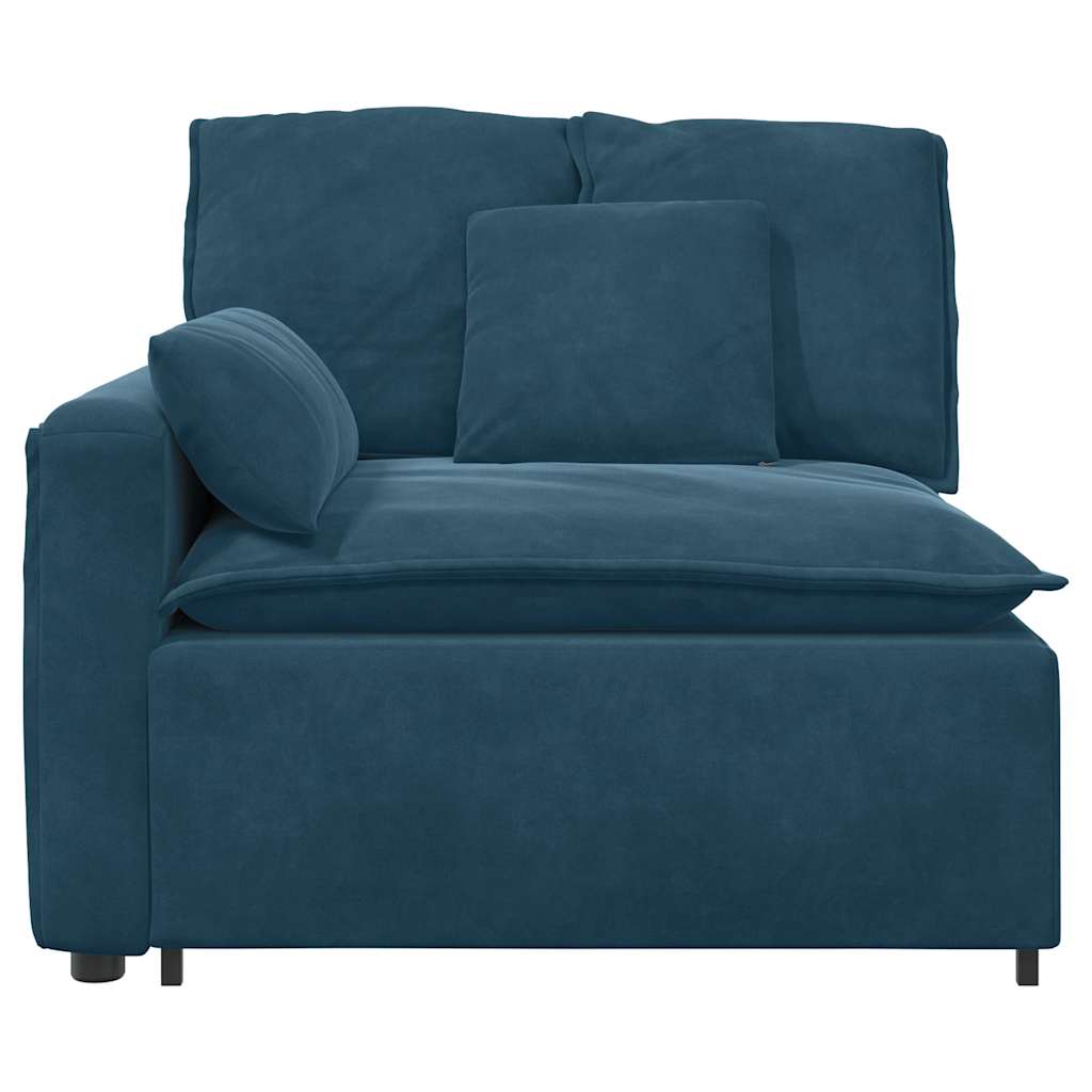 Módulo de extremidade de apoio de braço para sofá modular com almofadas, azul, 100 cm