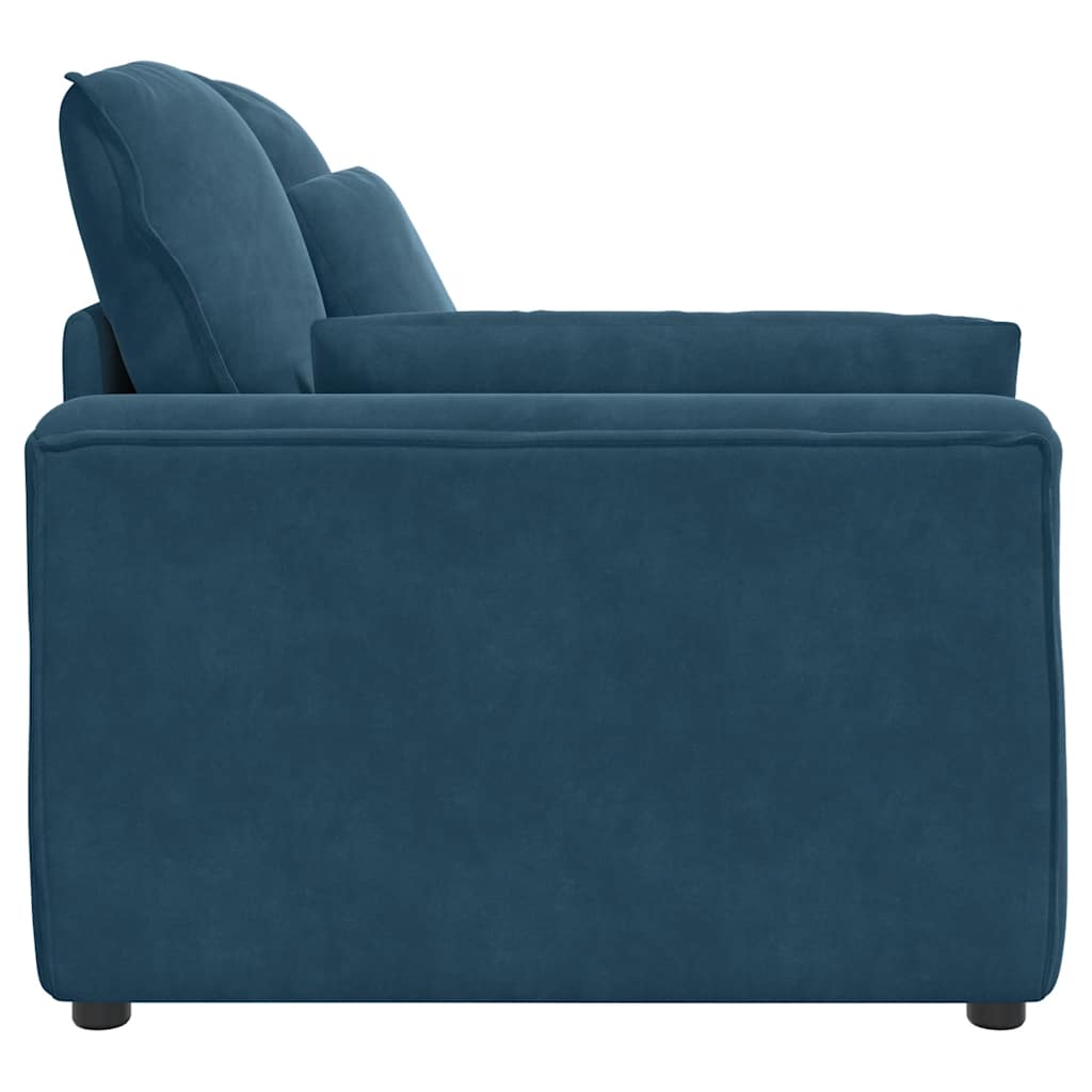 Módulo de extremidade de apoio de braço para sofá modular com almofadas, azul, 100 cm