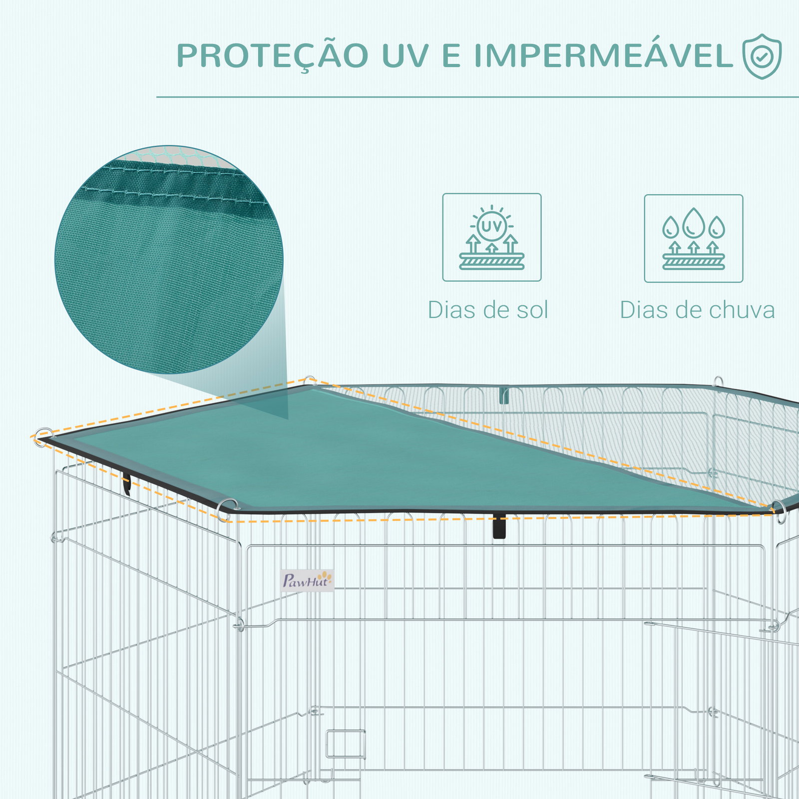 Parque para Animais de Estimação com 6 Painéis 59x60cm Dobrável Cerca para Animais de Estimação com Porta com Trava e Toldo Supe