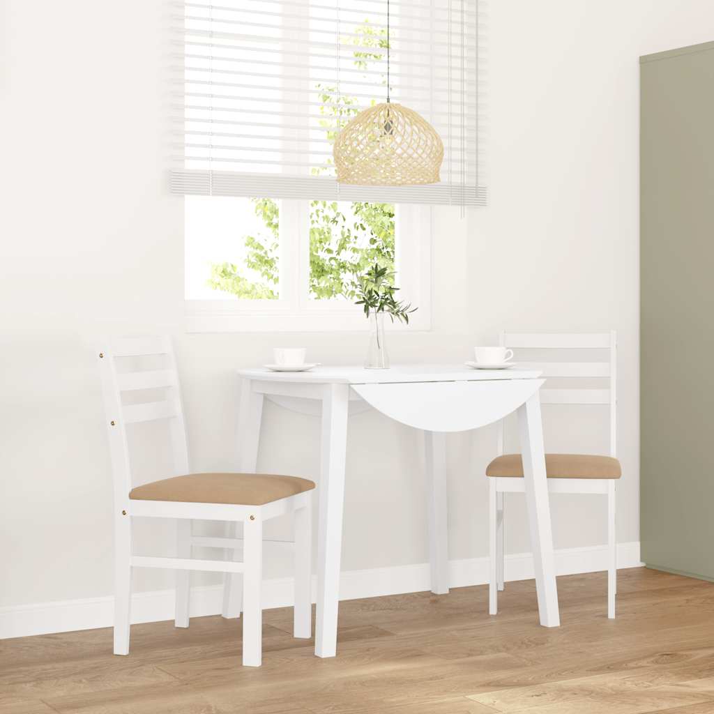 Cadeiras de jantar com almofadões 2 pcs madeira maciça branco