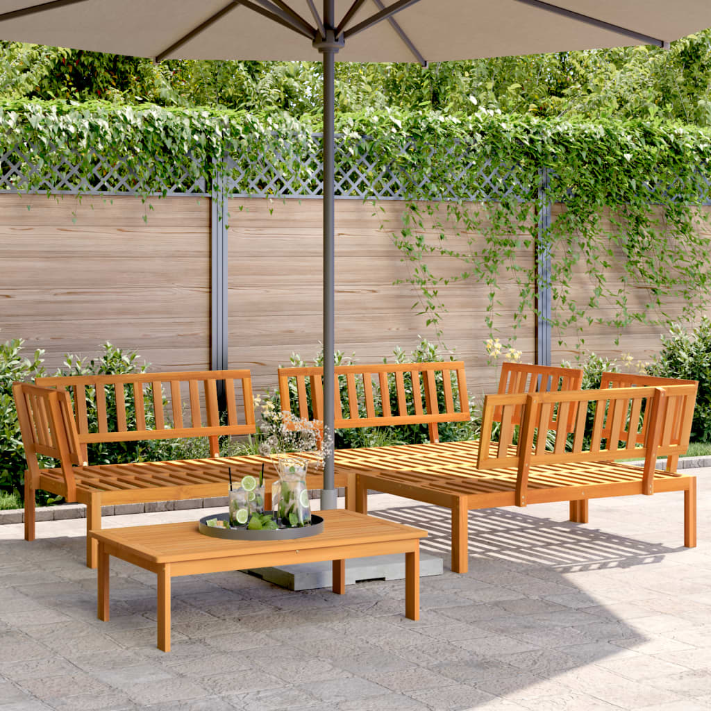 4 Pcs conjunto de móveis de paletes p/ jardim acácia maciça