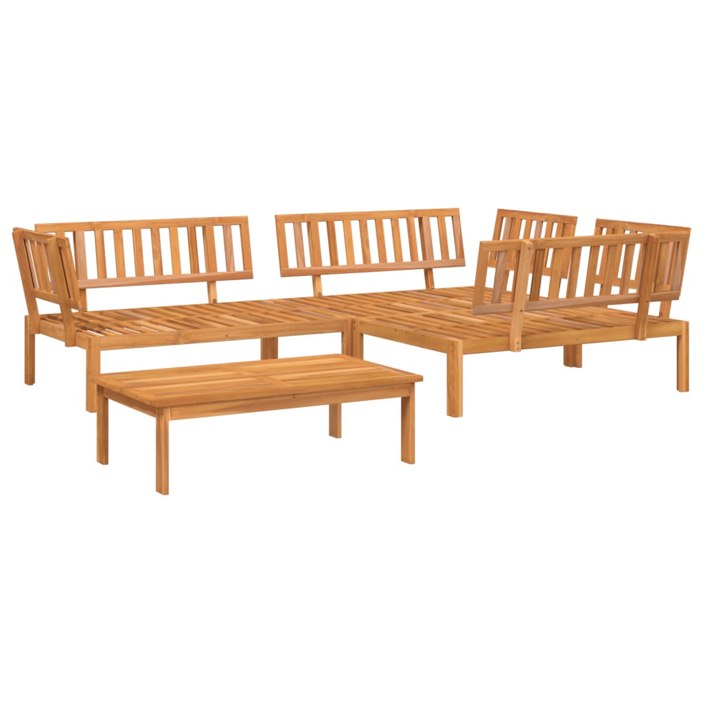 4 Pcs conjunto de móveis de paletes p/ jardim acácia maciça