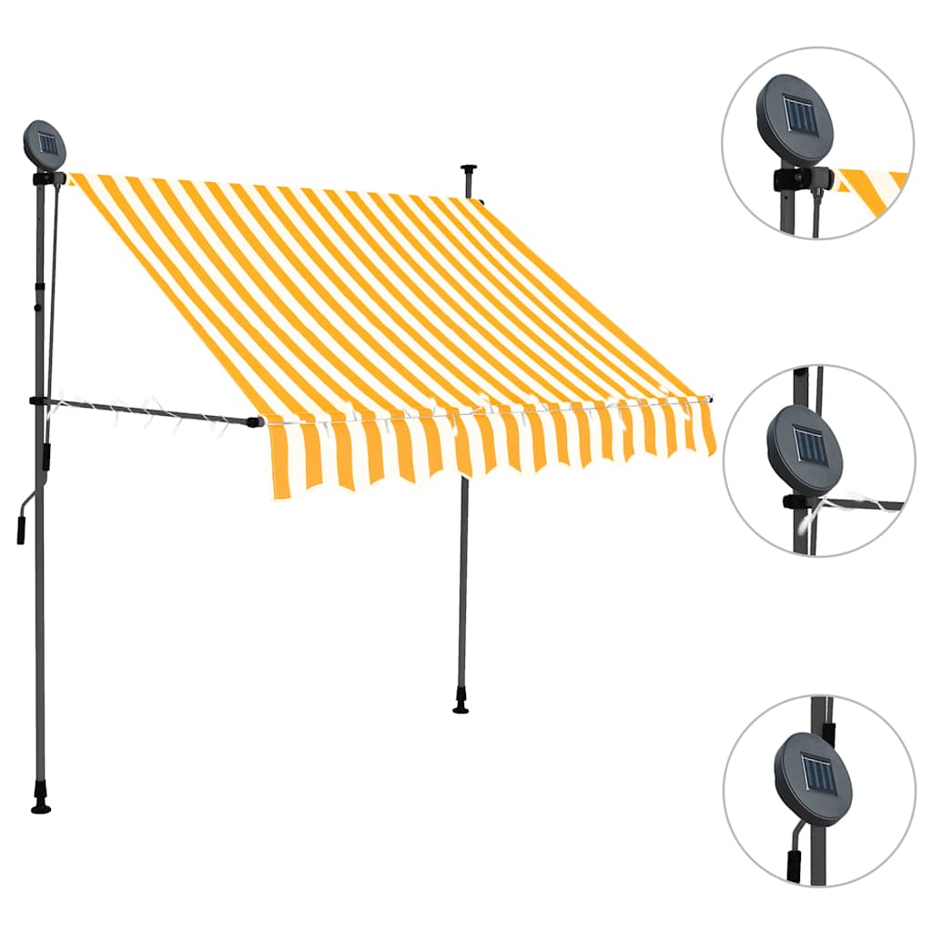 Toldo retrátil manual com LED 100 cm branco e laranja