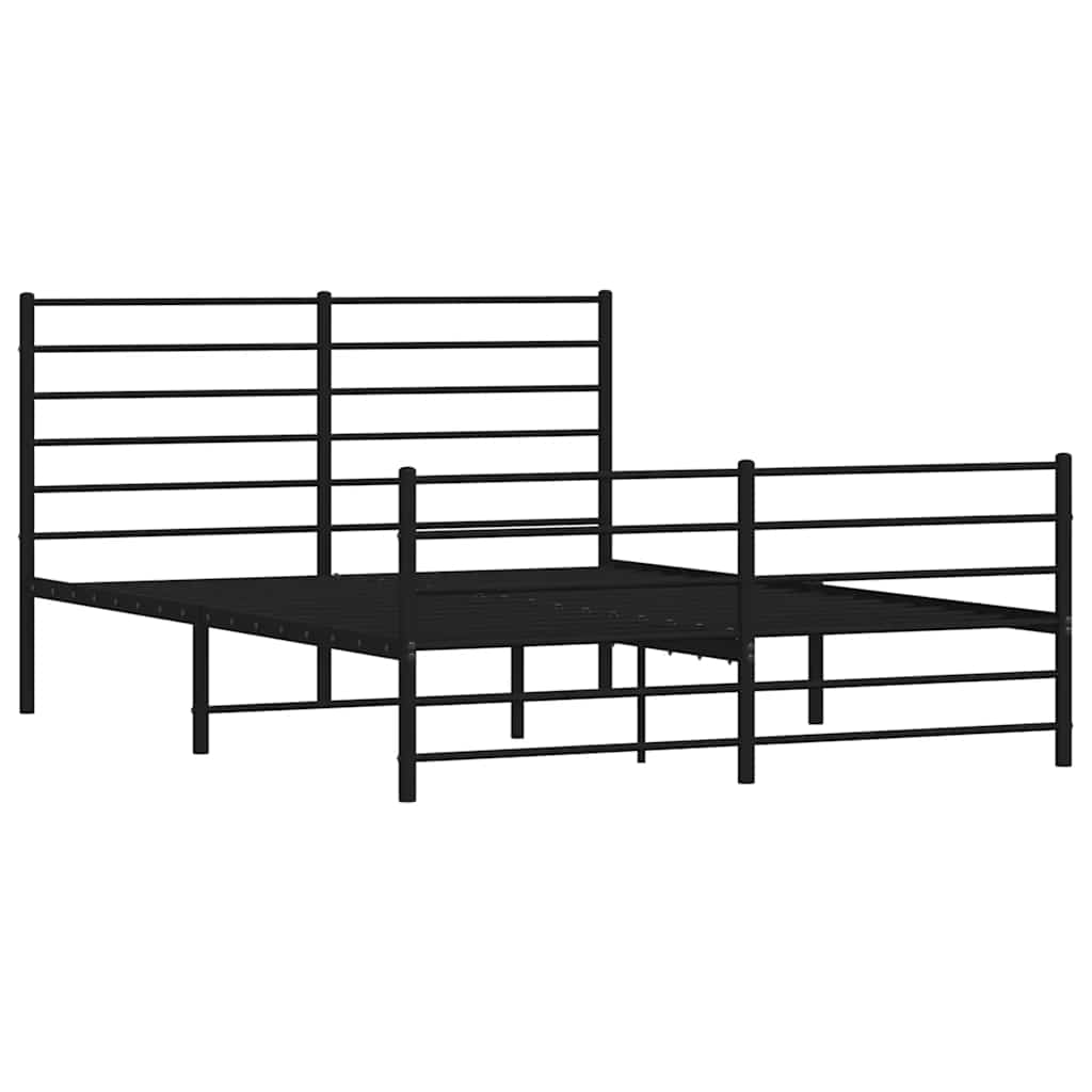 Estrutura de cama com cabeceira e pés 135x190 cm metal preto
