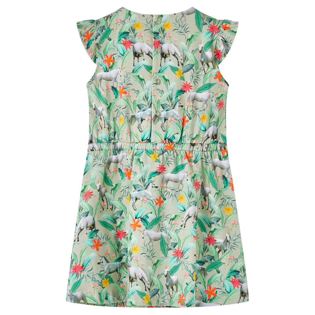 Vestido de criança com manga sino caqui-claro 128