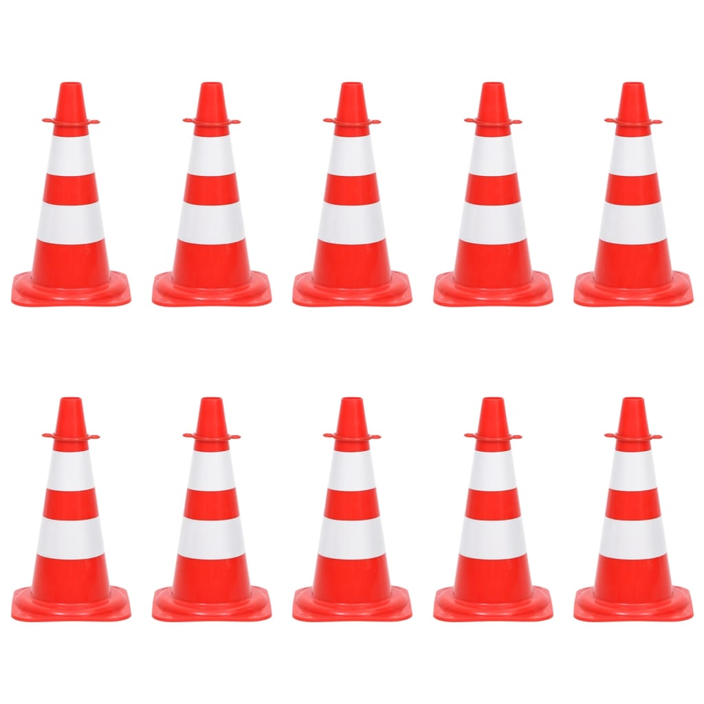 Conjunto de cones com corrente de 10 m vermelho e branco