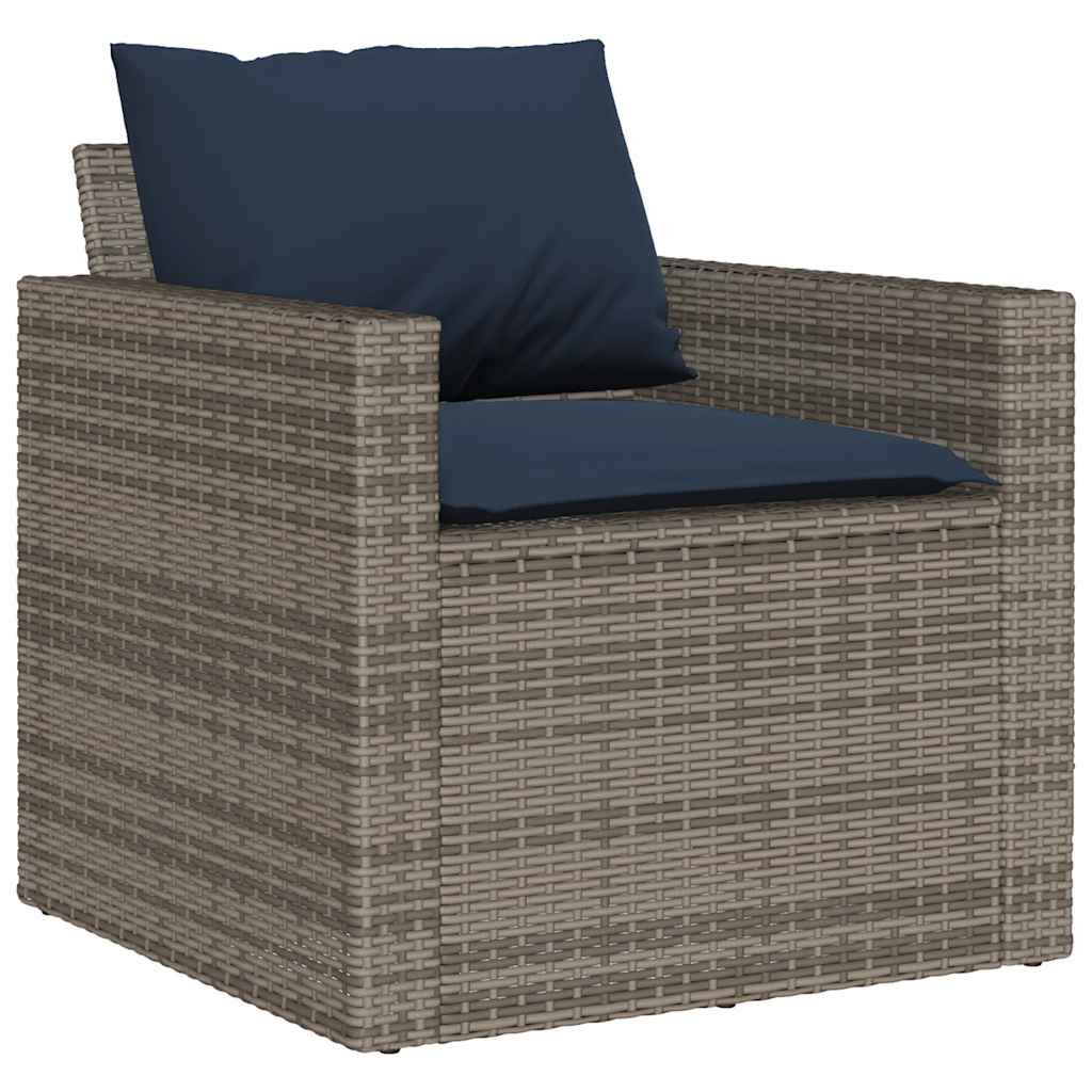 4 Pcs conjunto sofás de jardim c/ almofadões vime PE cinzento