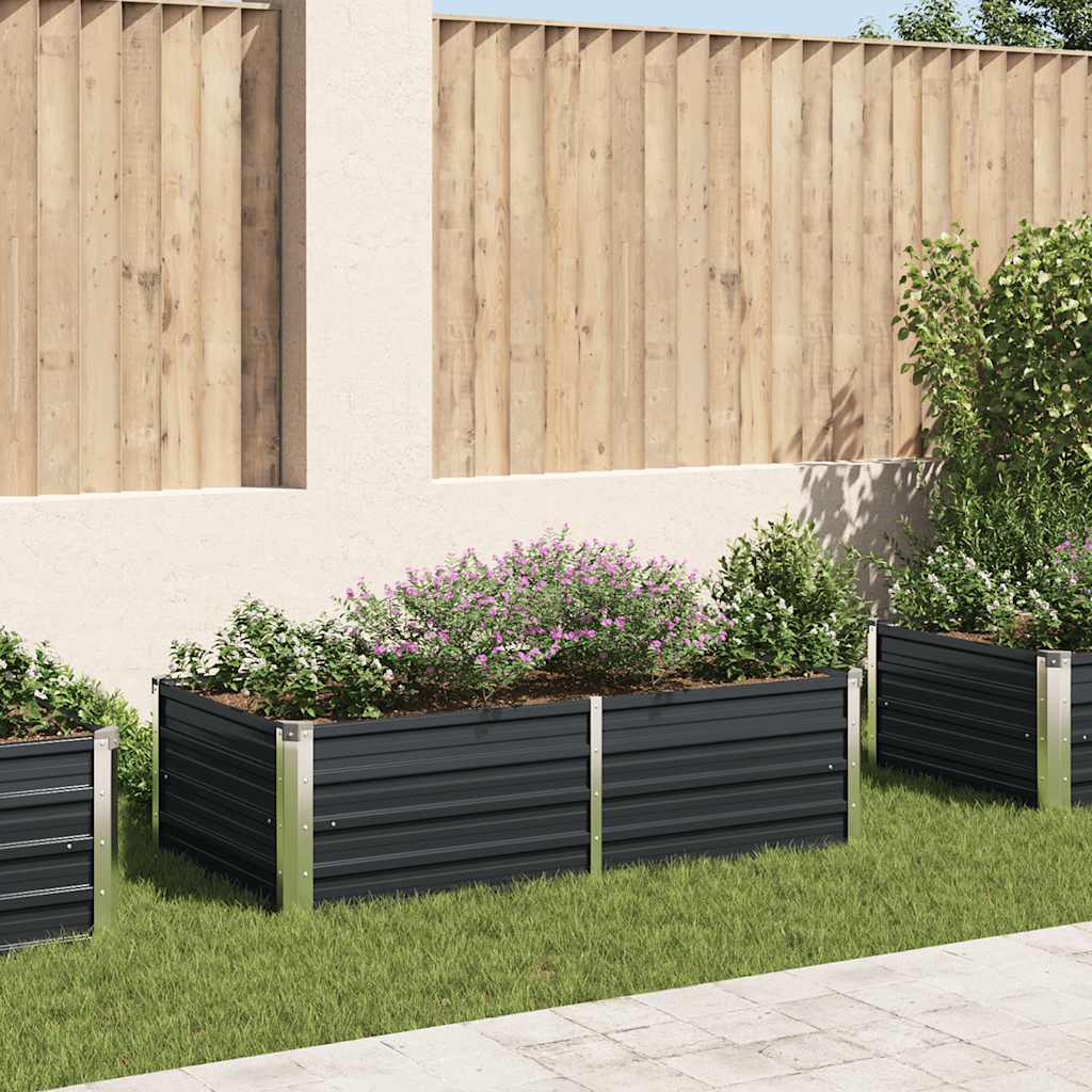 Canteiro jardim elevado 160x80x45cm aço galvanizado antracite