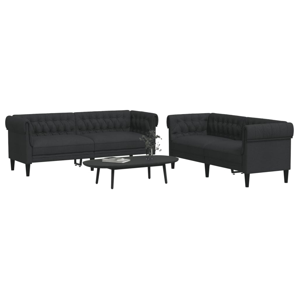 2 Pcs conjunto de sofás tecido preto