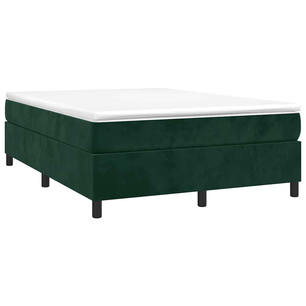 Estrutura de cama com molas 140x190 cm veludo verde-escuro