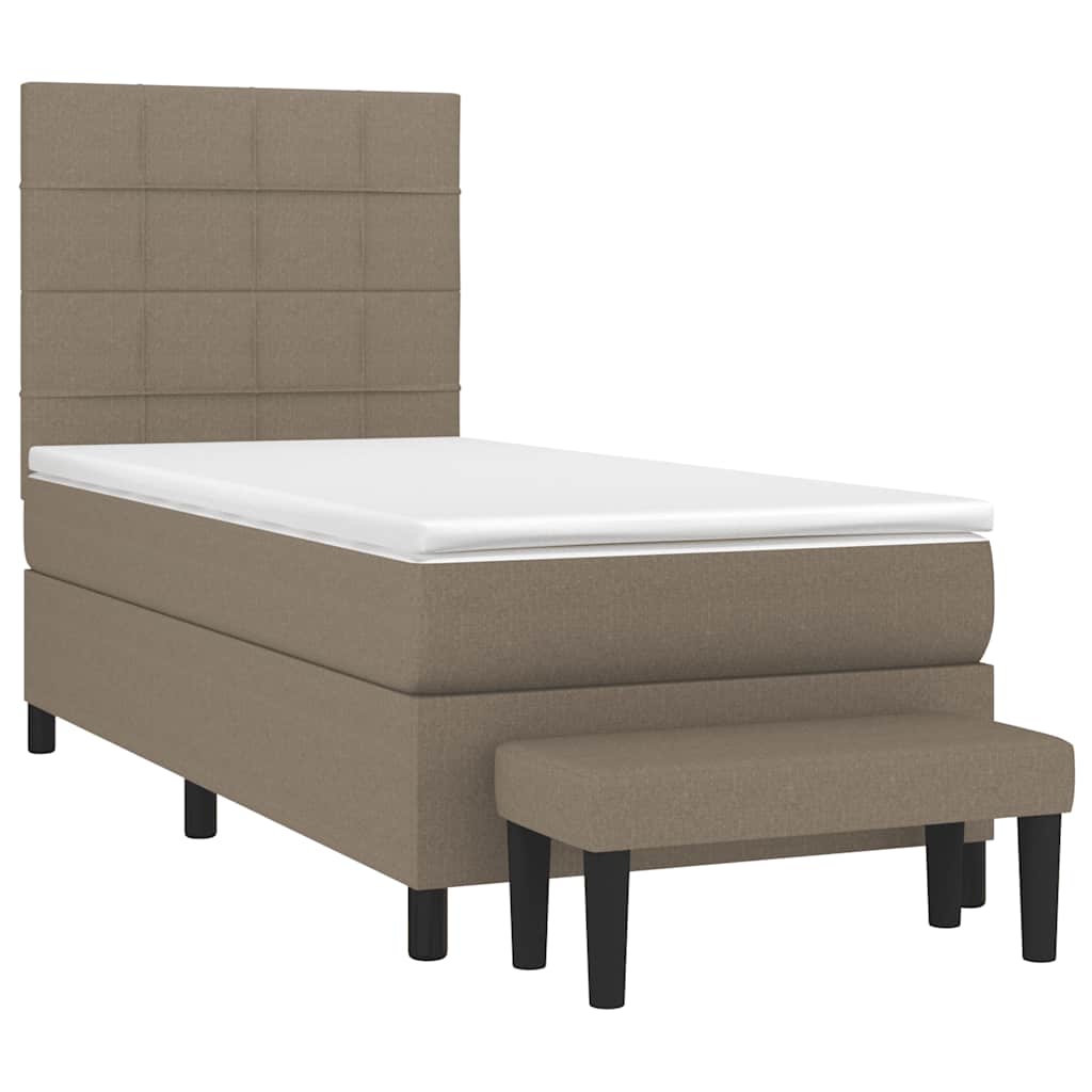 Cama com molas/colchão 90x190 cm tecido castanho-acinzentado