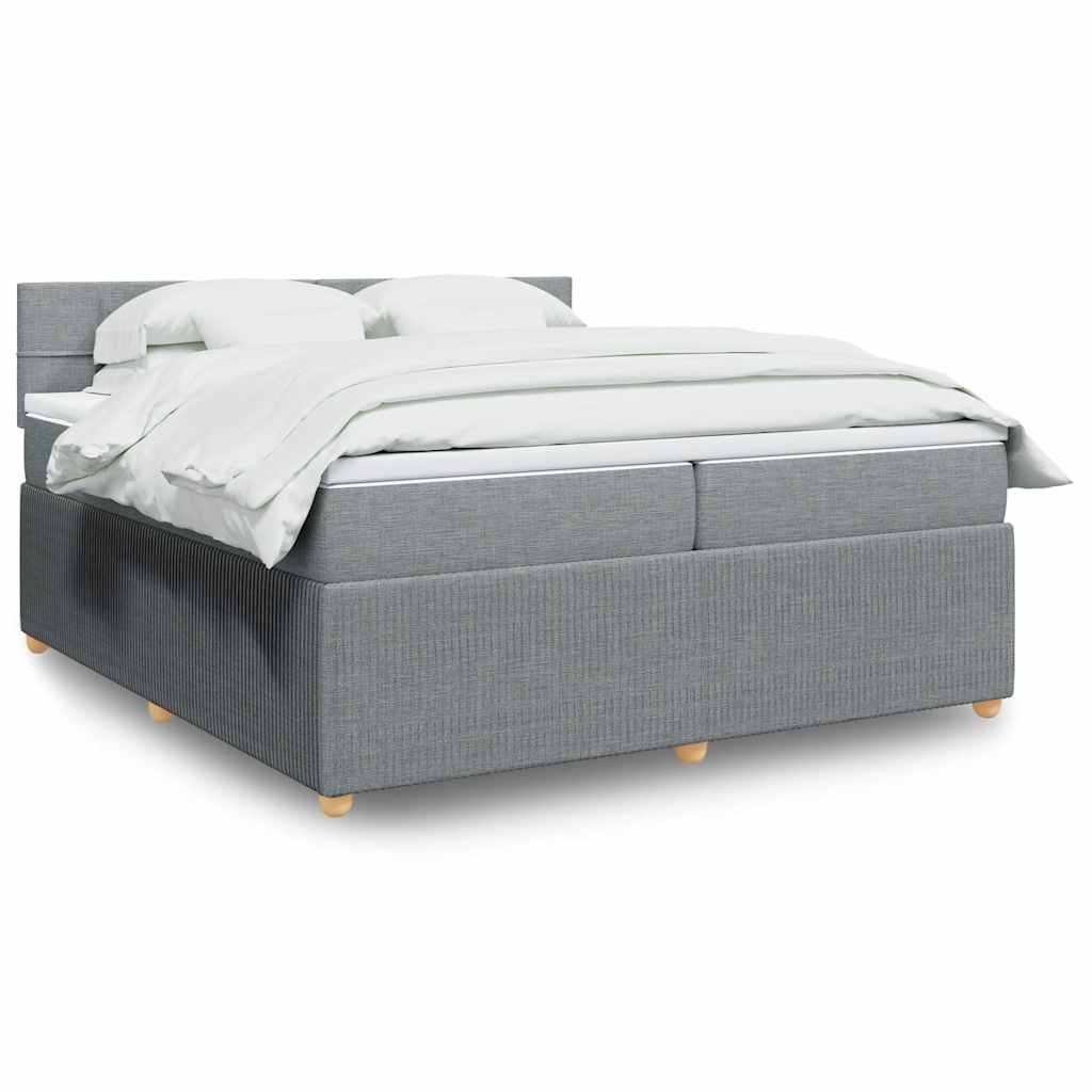 Cama com molas/colchão 200x200 cm tecido cinza-claro
