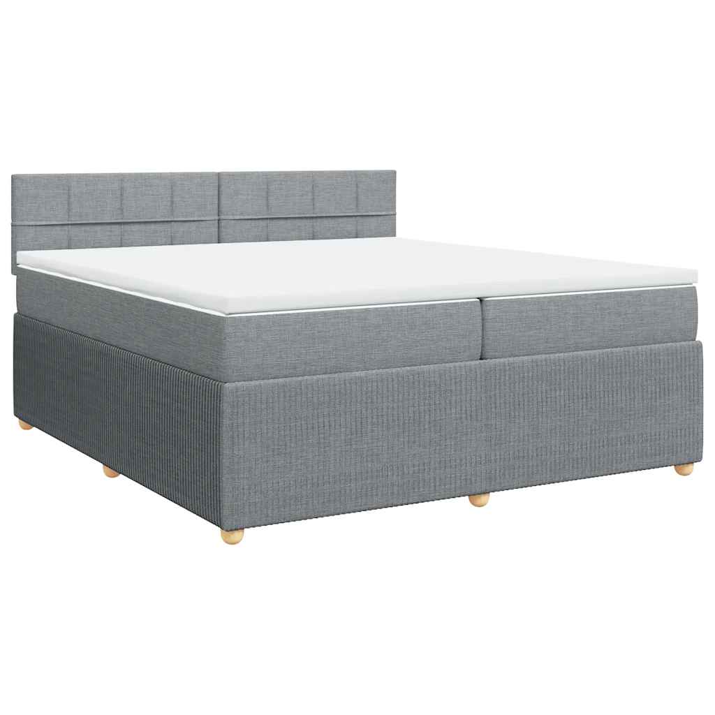 Cama com molas/colchão 200x200 cm tecido cinza-claro