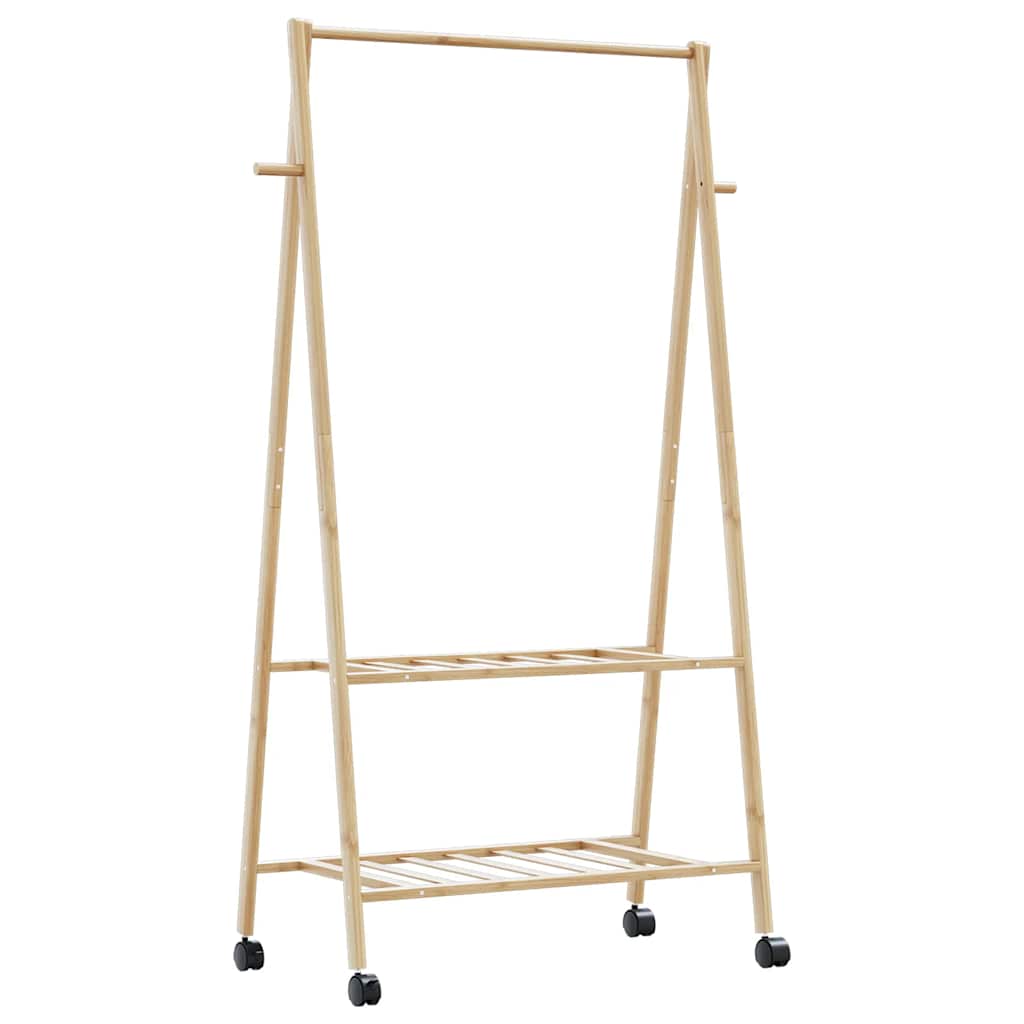 Cabide com prateleiras e rodas 96x45,5x155,5 cm bambu