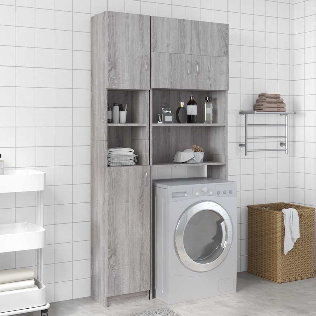Armário wc 32x25,5x190 cm derivados de madeira sonoma cinza