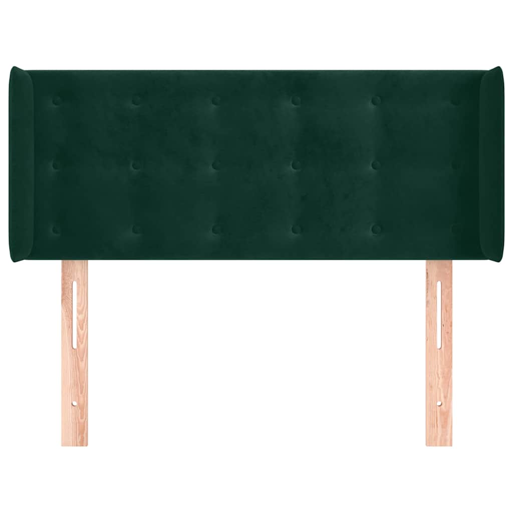 Cabeceira de cama c/ abas veludo 93x16x78/88 cm verde-escuro