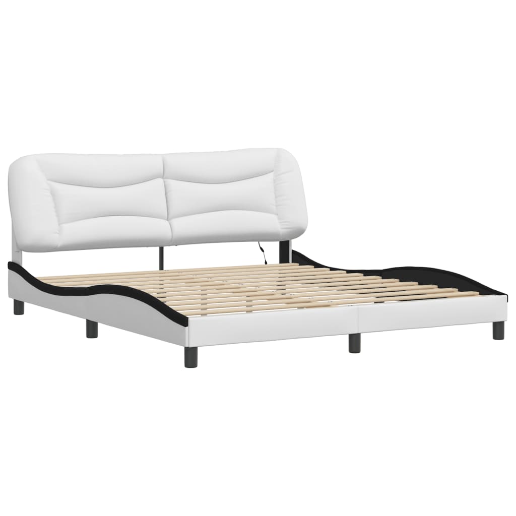 Estrutura de cama com LED sem colchão hvar 180x200cm branco/preto