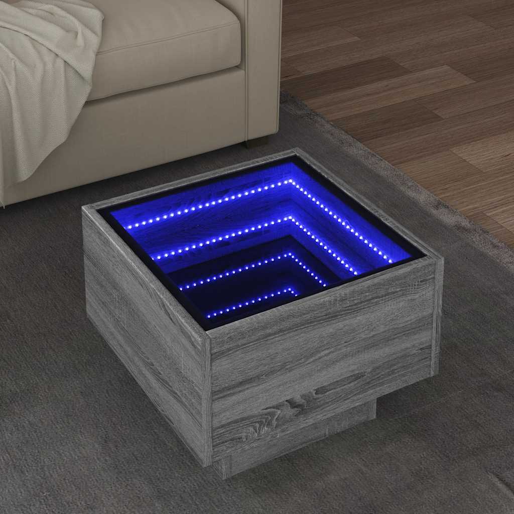 Mesa de apoio c/ leds 40x40x30 cm derivados de madeira