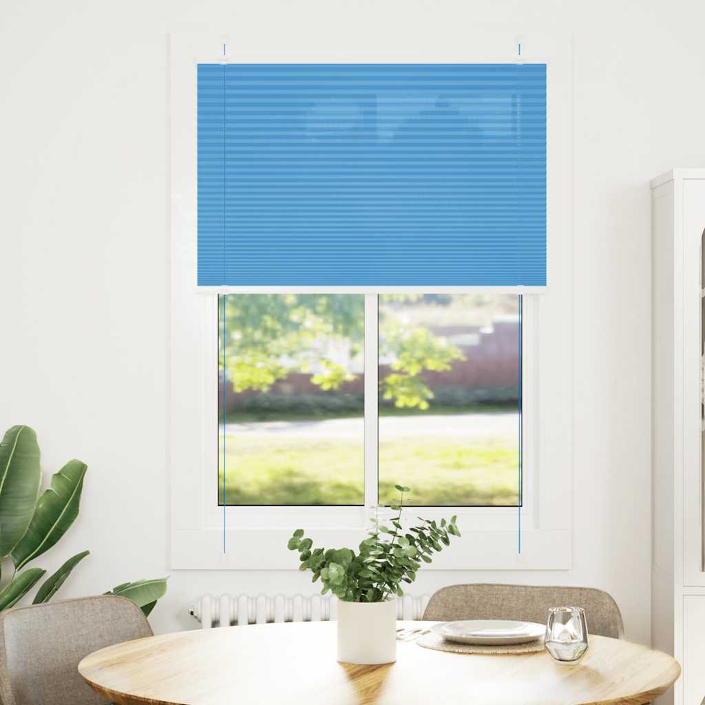 Azul plissada cega 90x150 cm largura tecido 89,4 cm poliéster