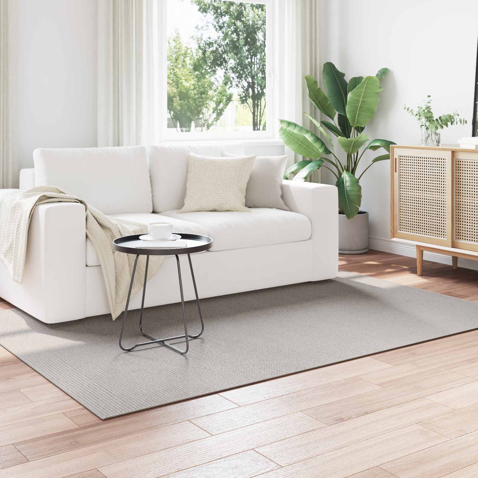 Tapetes de área lugo creme e cinza 140 x 200 cm poliéster