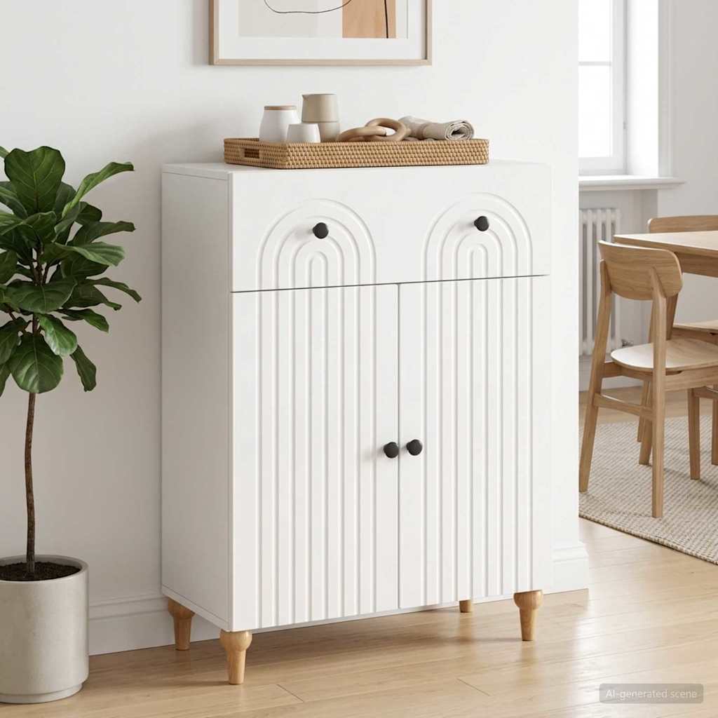 Buffet branco brilhante 66 x 34,5 x 90 cm derivados de madeira