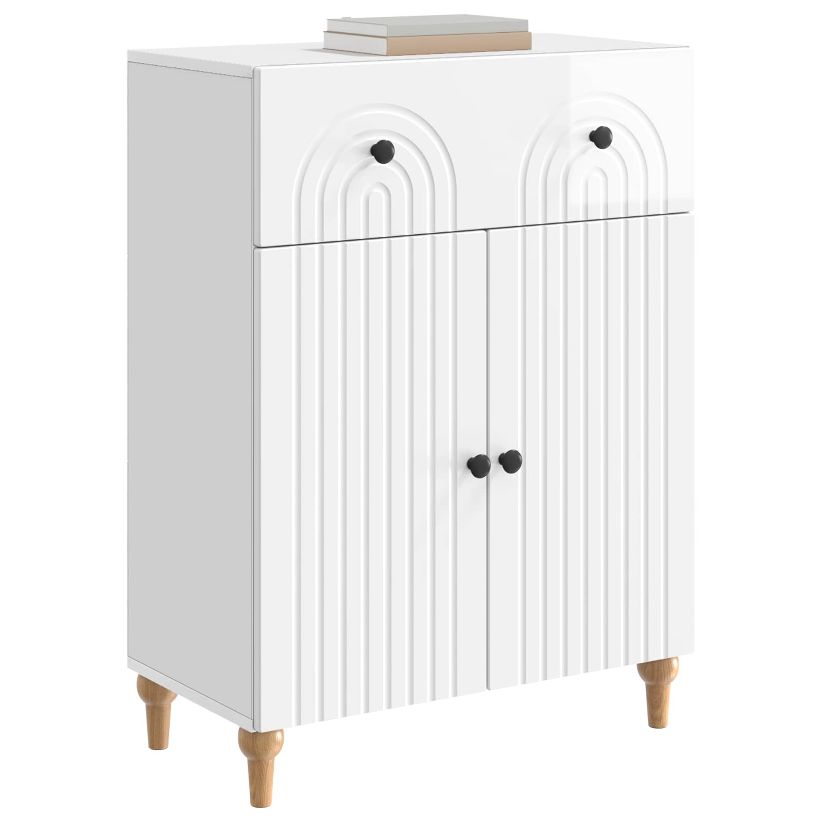 Buffet branco brilhante 66 x 34,5 x 90 cm derivados de madeira