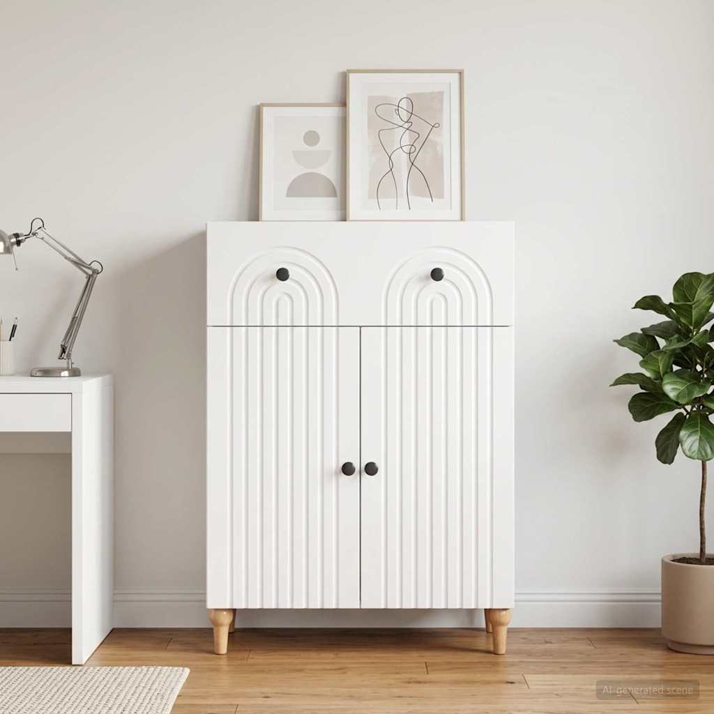 Buffet branco brilhante 66 x 34,5 x 90 cm derivados de madeira