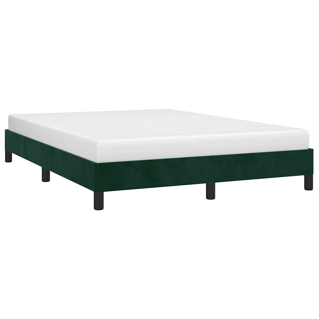 Estrutura de cama sem colchão 140x200 cm veludo verde-escuro
