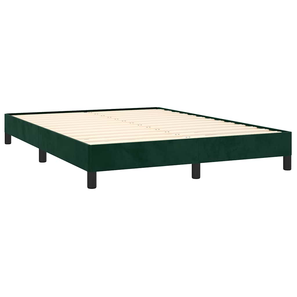 Estrutura de cama sem colchão 140x200 cm veludo verde-escuro