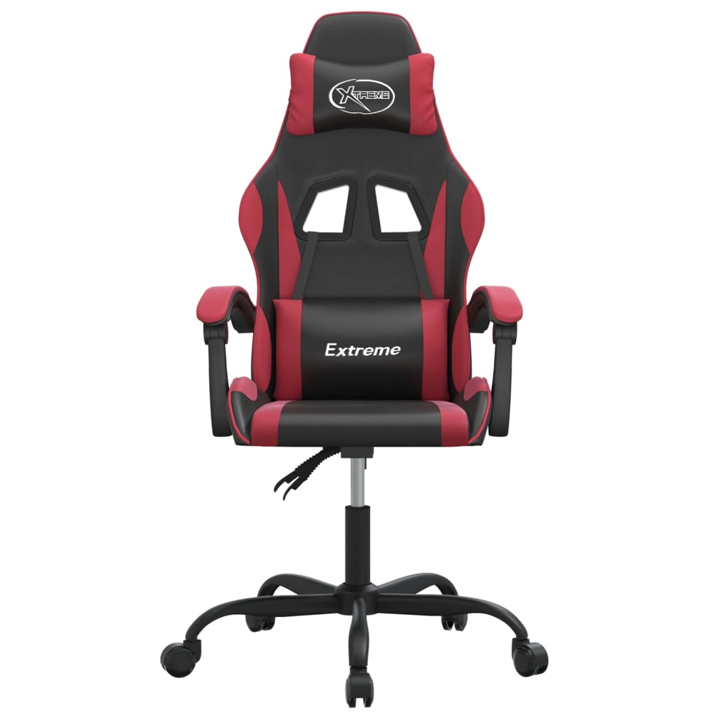 Cadeira gaming couro artificial preto e vermelho tinto