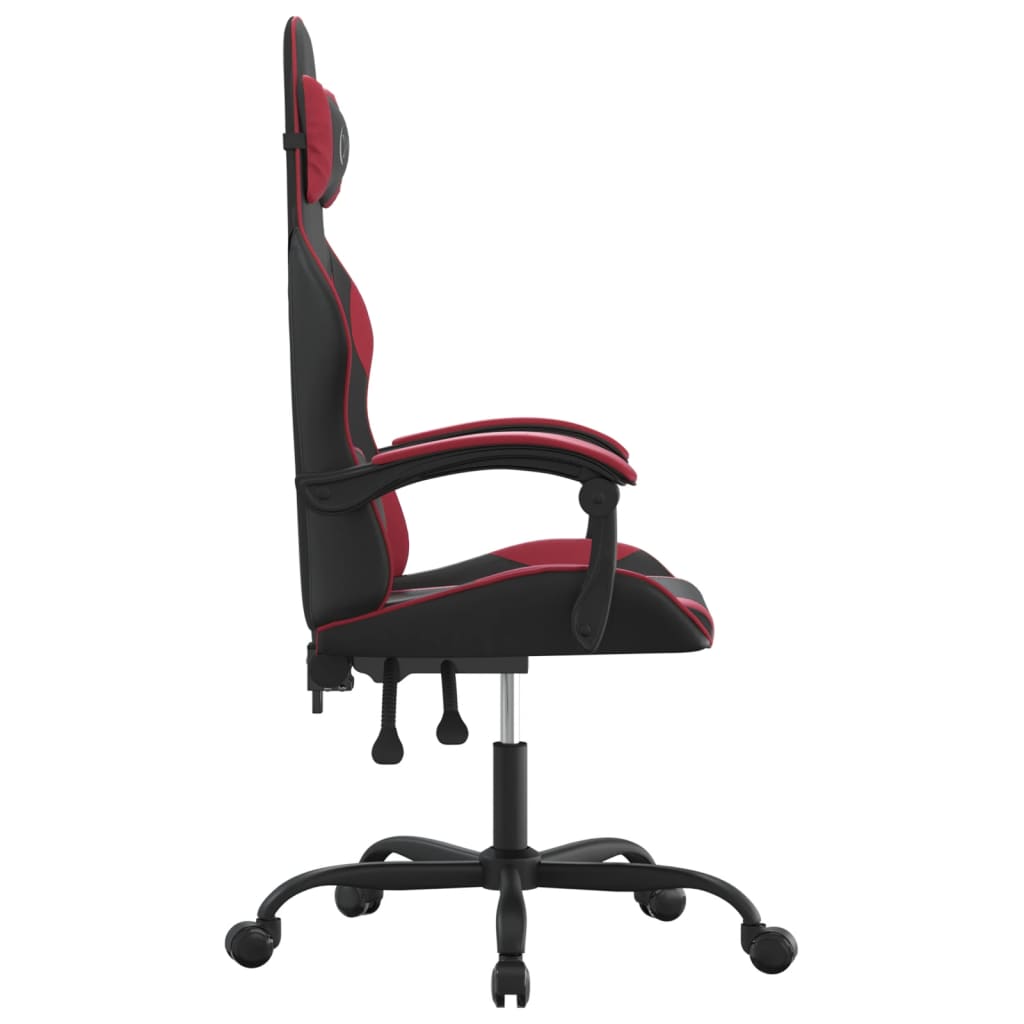 Cadeira gaming couro artificial preto e vermelho tinto