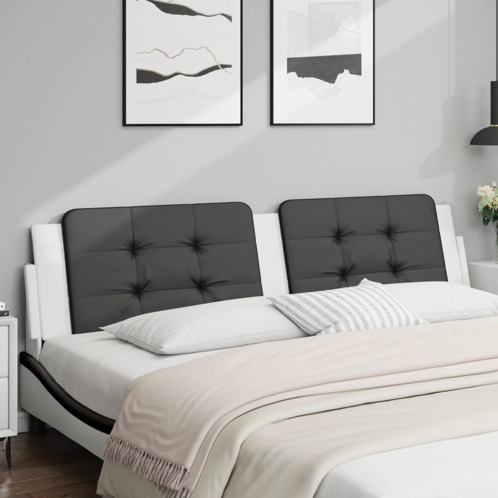 Almofadão de cabeceira zadar 200 cm couro artificial preto e branco