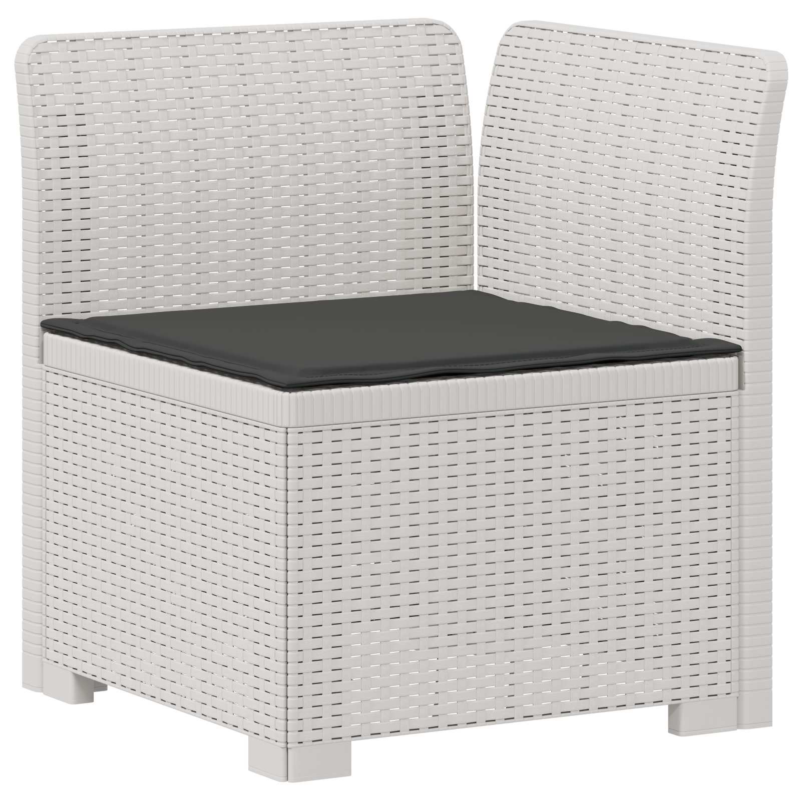 Sofá de jardim 1 lugar com almofada look rattan PP branco