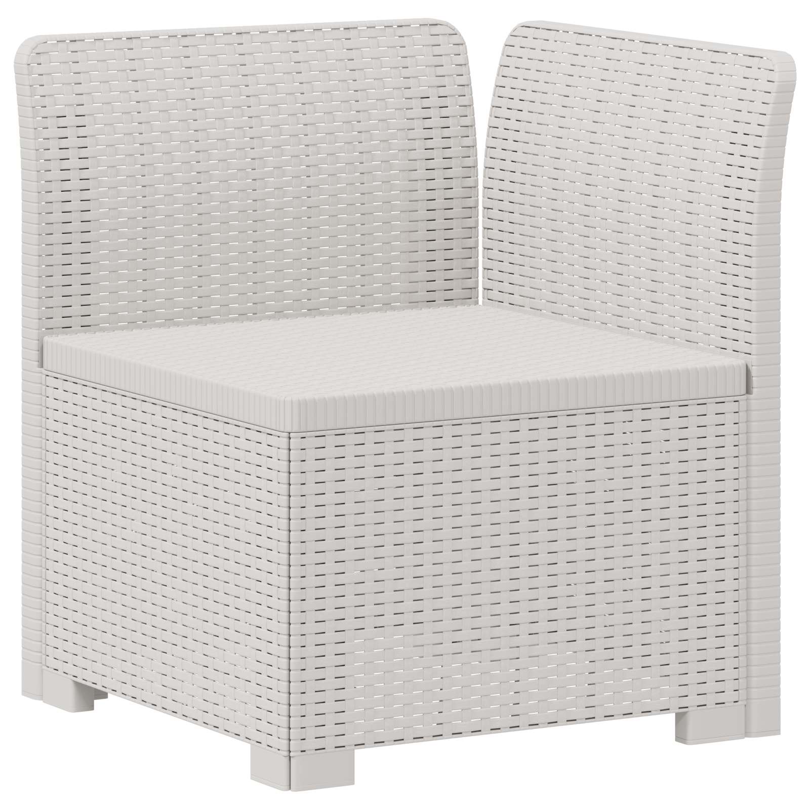 Sofá de jardim 1 lugar com almofada look rattan PP branco
