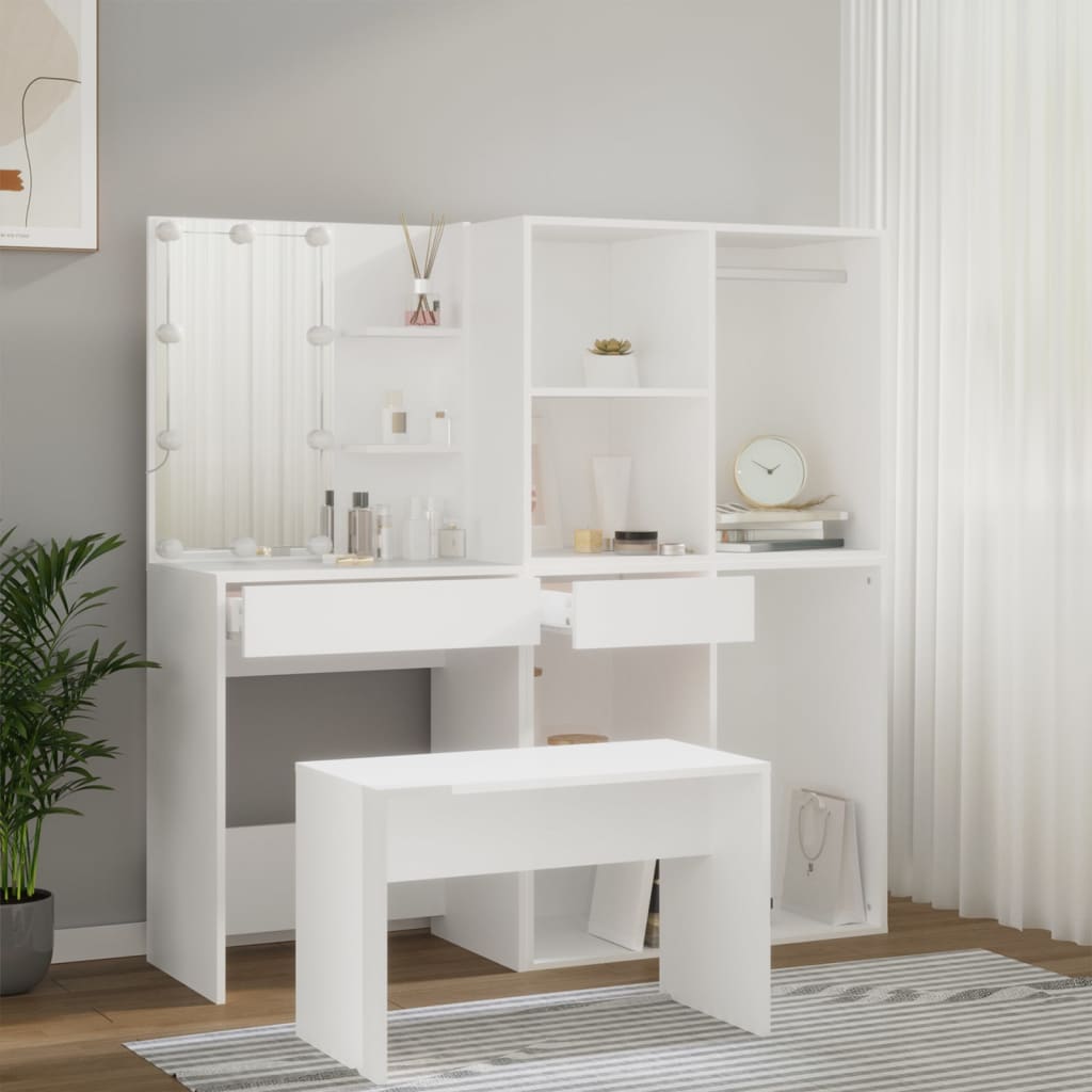 Conjunto toucador com leds madeira processada branco
