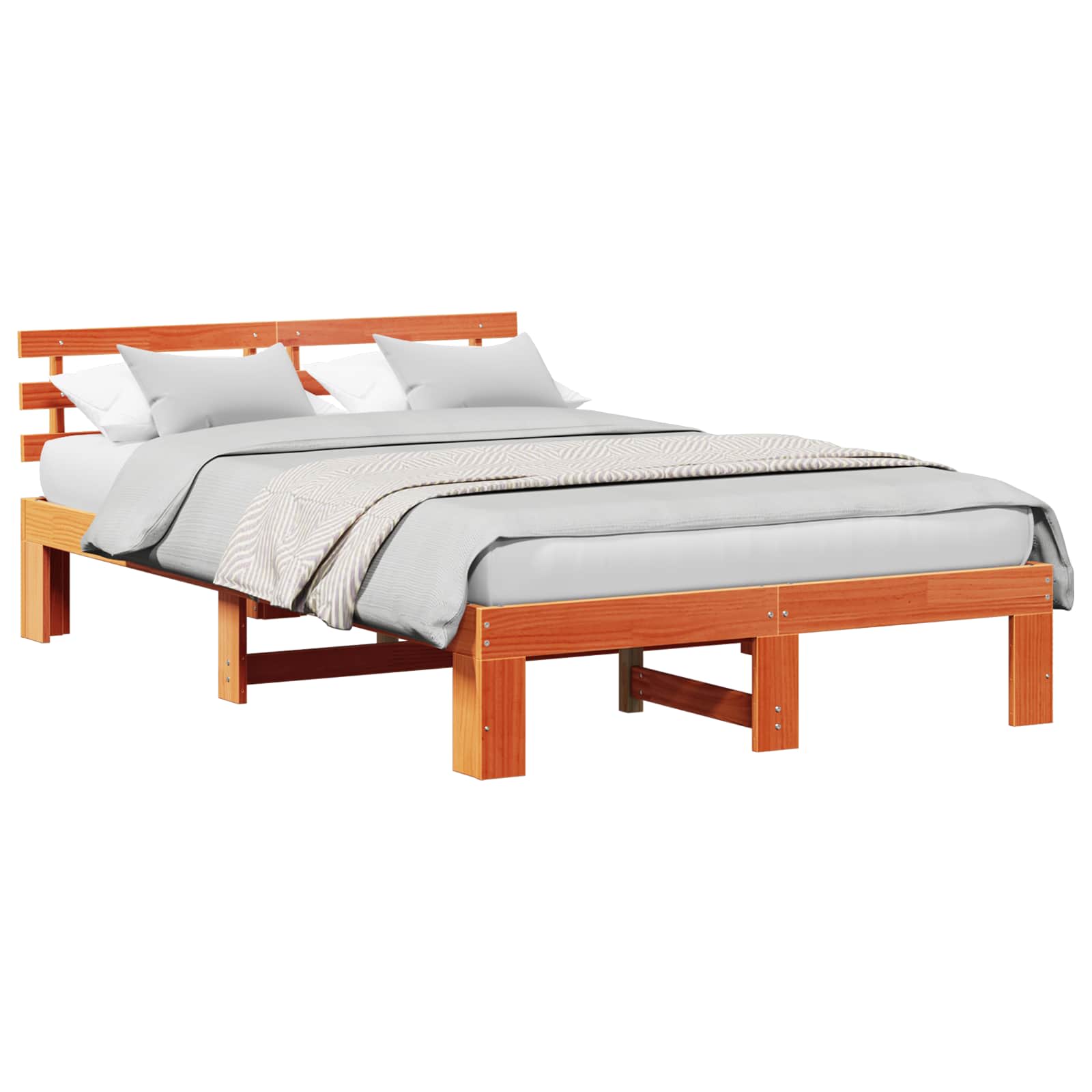 Estrutura da cama com cabeceira marrom cera 120 x 200 cm