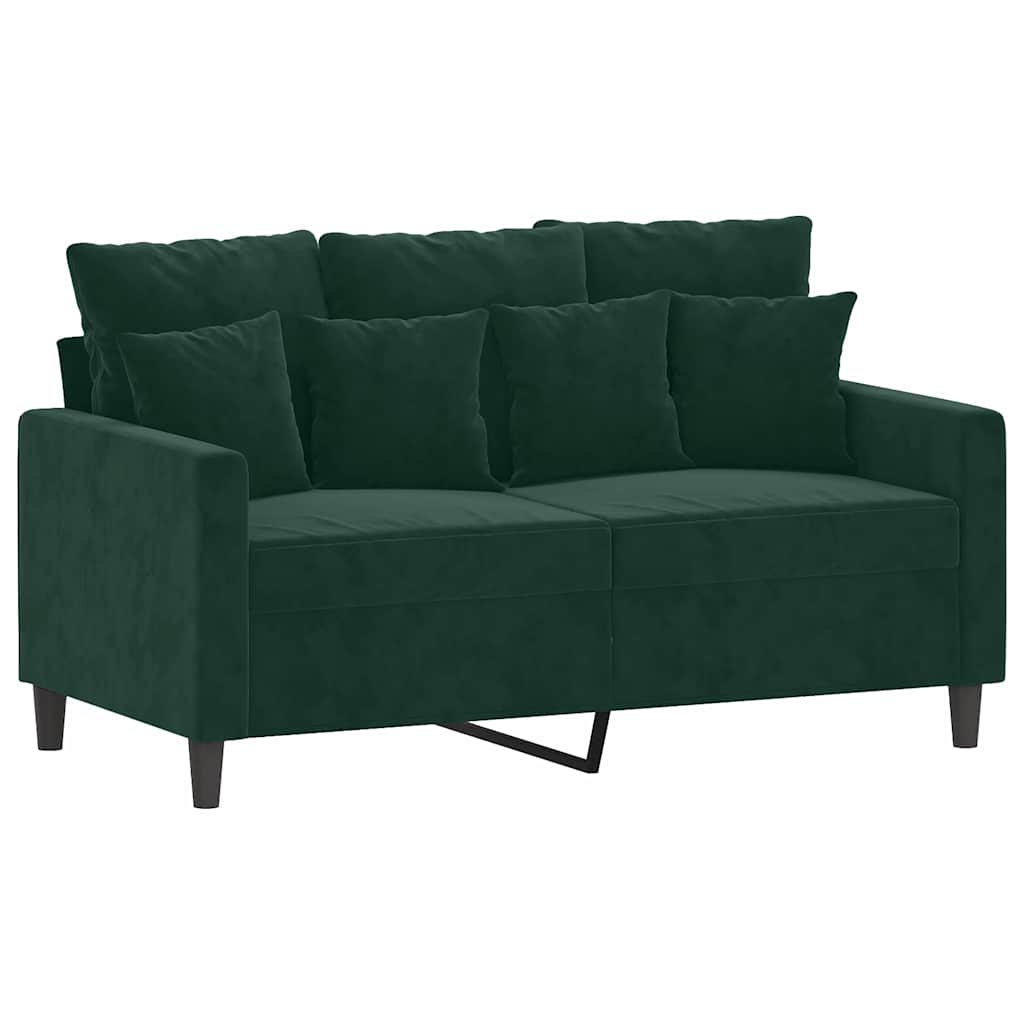2 Pcs conjunto de sofás com almofadões veludo verde-escuro