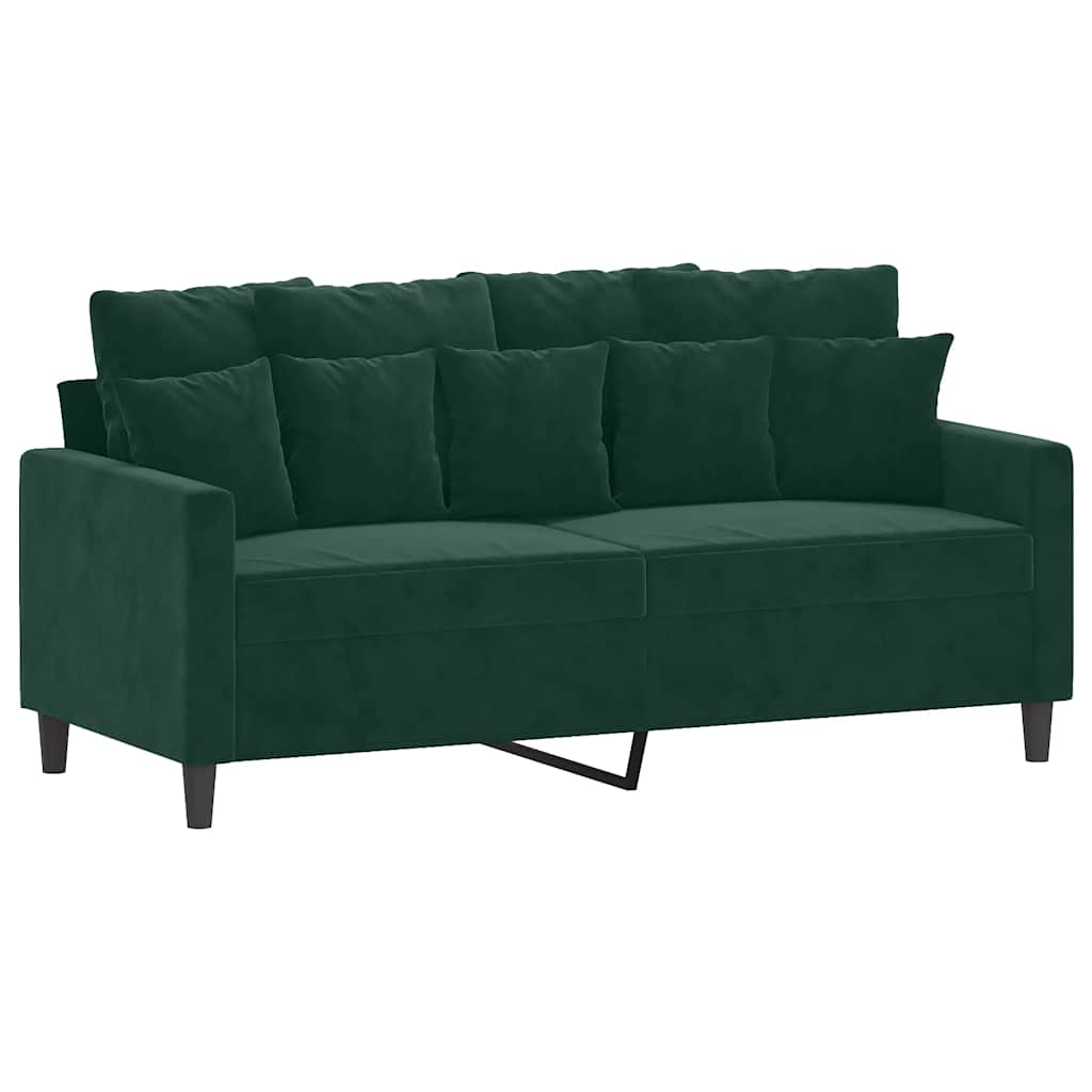 2 Pcs conjunto de sofás com almofadões veludo verde-escuro