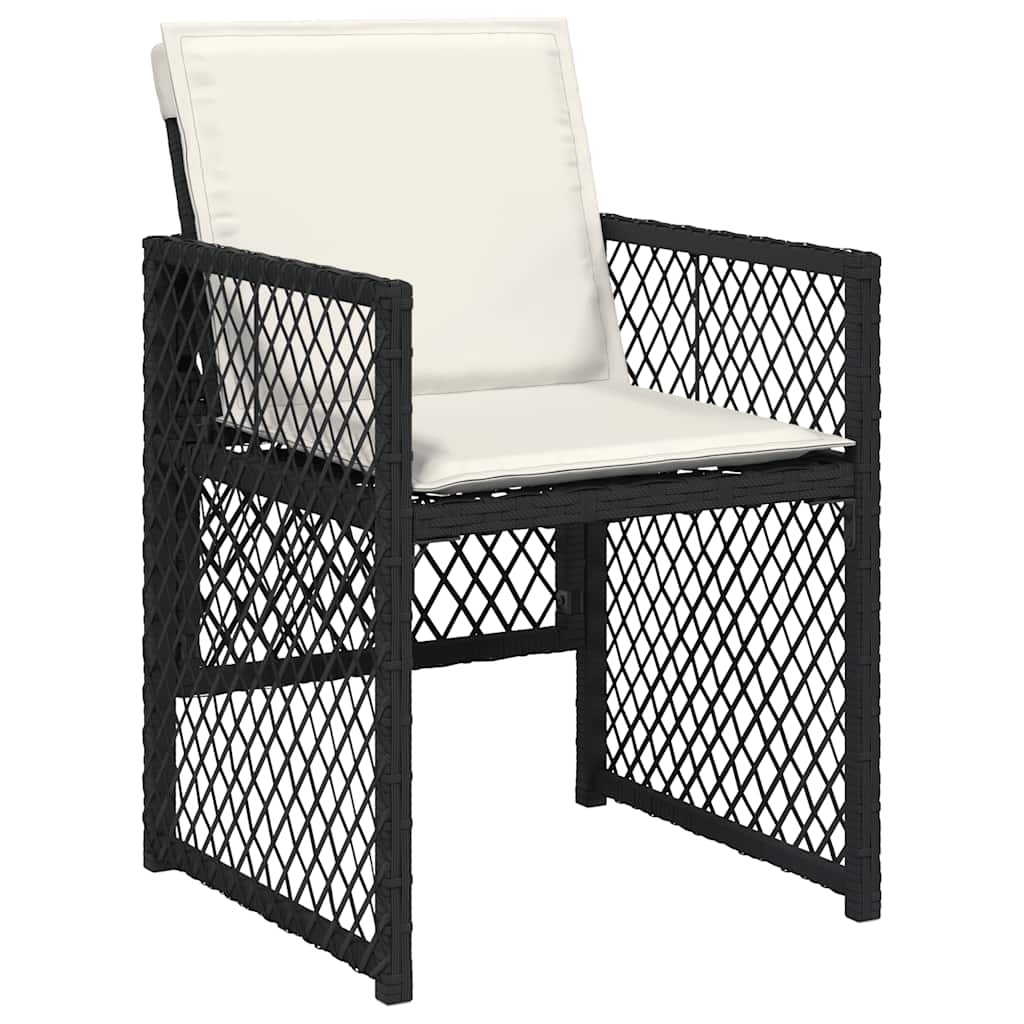 17 Pcs conjunto de jantar p/ jardim c/ almofadões vime PE preto