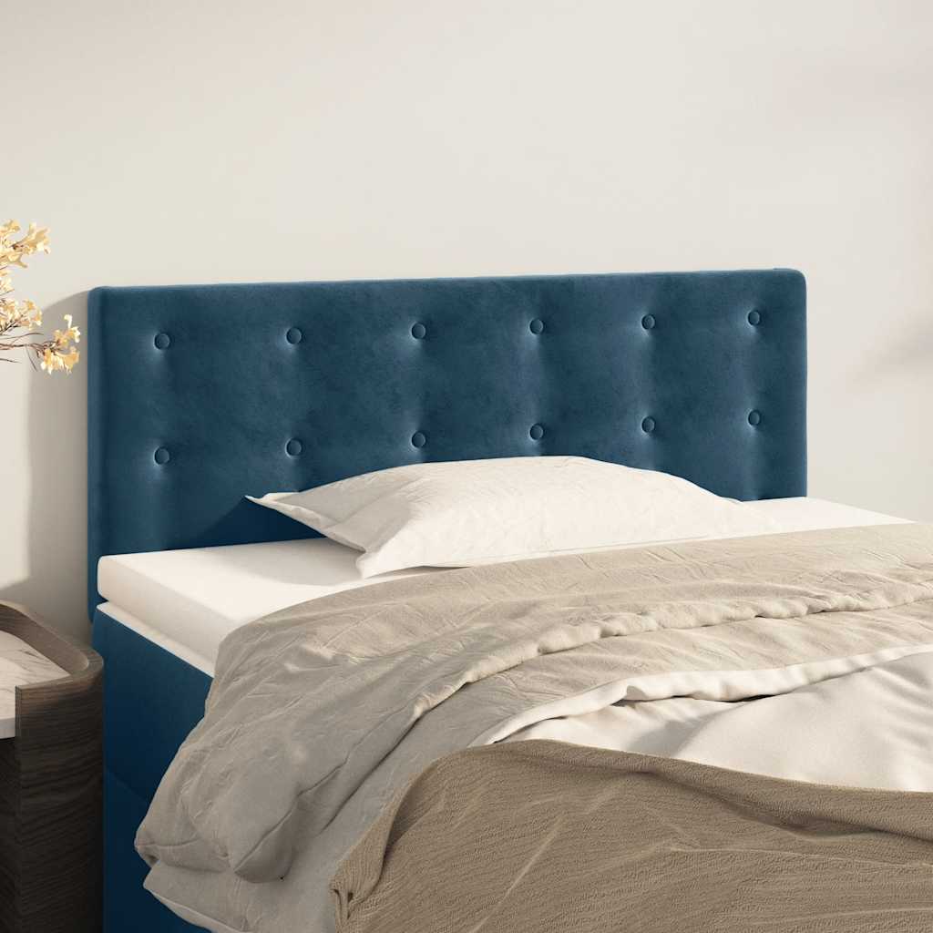 Cabeceira de cama veludo 100x5x78/88 cm azul-escuro