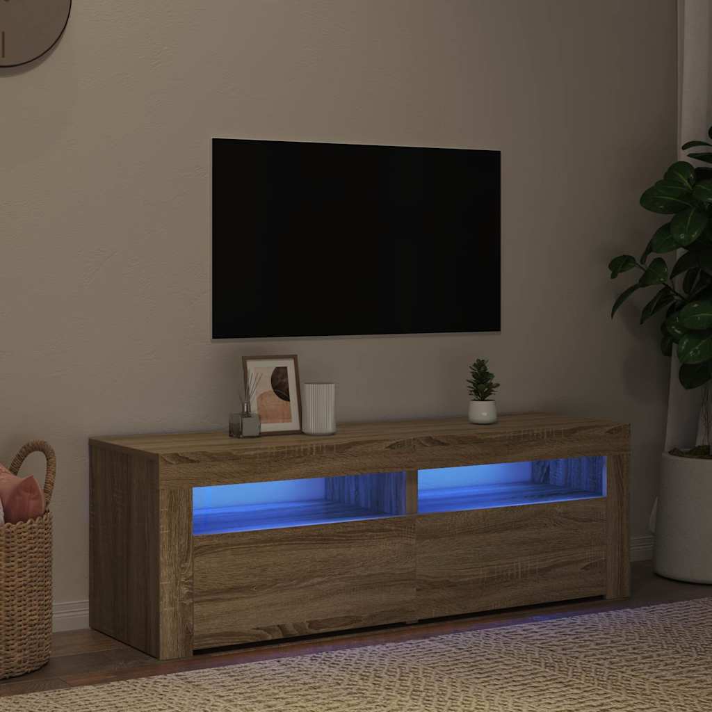 Móvel de TV com luzes LED 120x35x40 cm carvalho sonoma