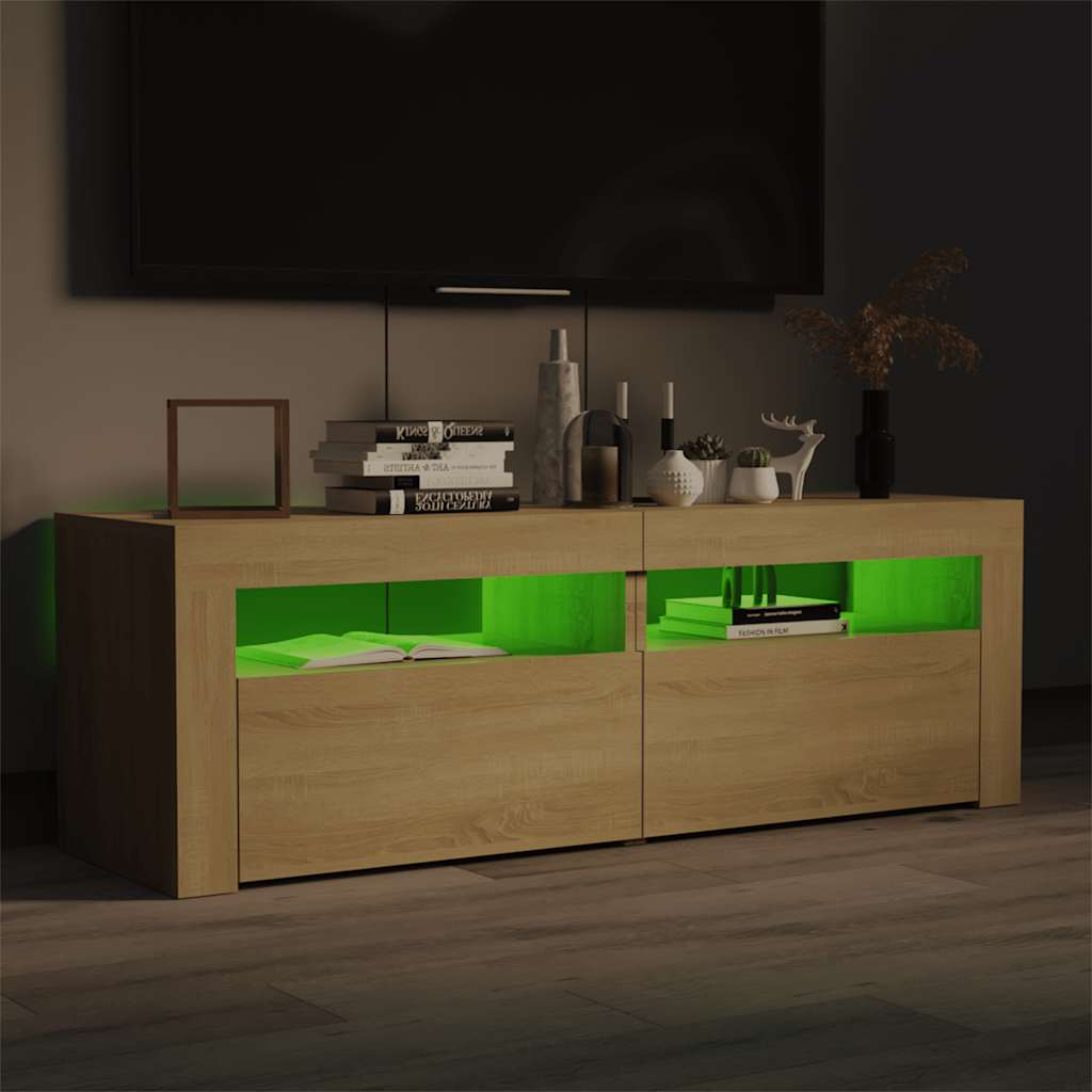 Móvel de TV com luzes LED 120x35x40 cm carvalho sonoma